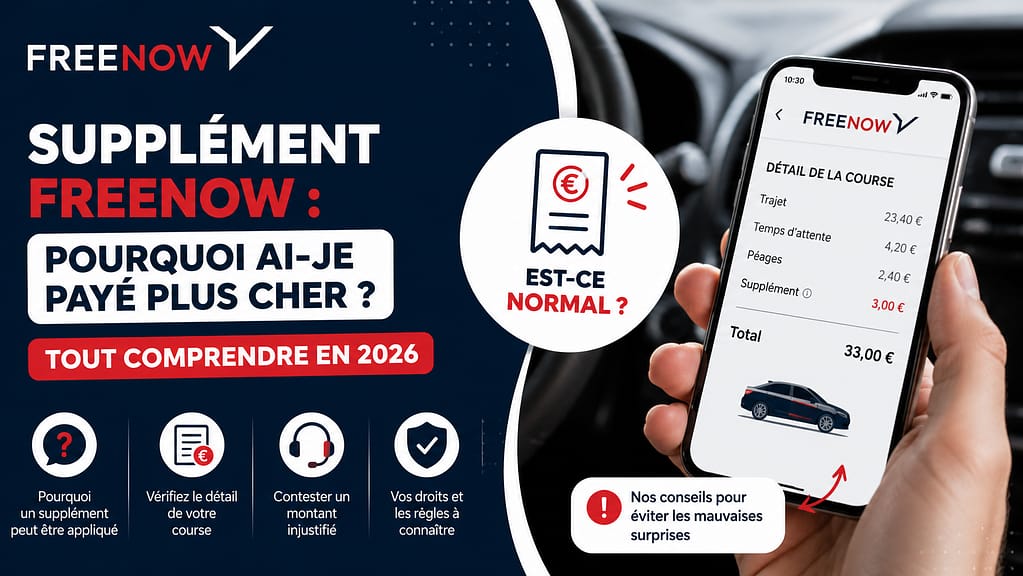 Supplément FREENOW pourquoi j'ai payé plus cher que prévu ? 