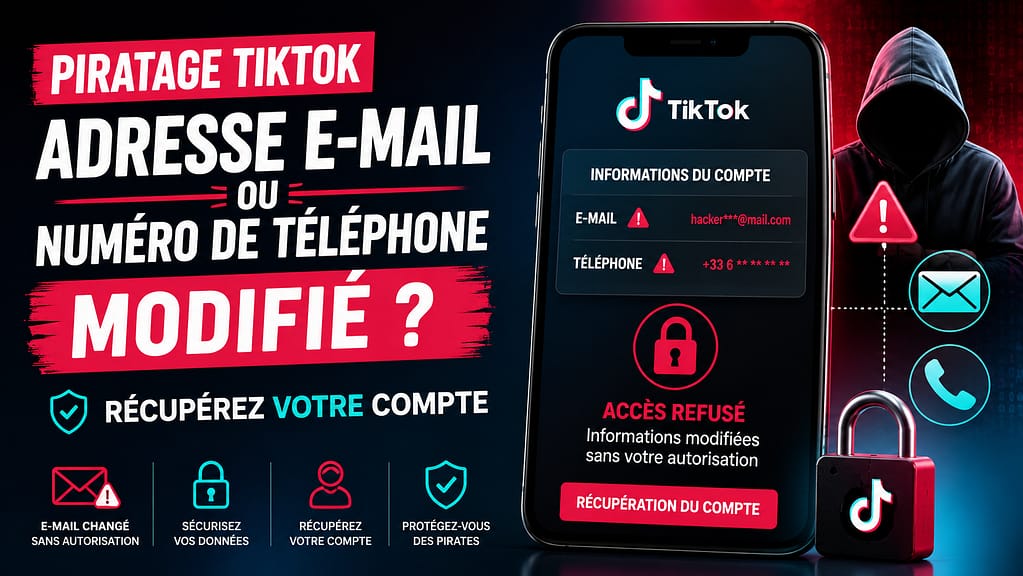 Piratage TIKTOK : adresse email ou numéro de téléphone modifié.