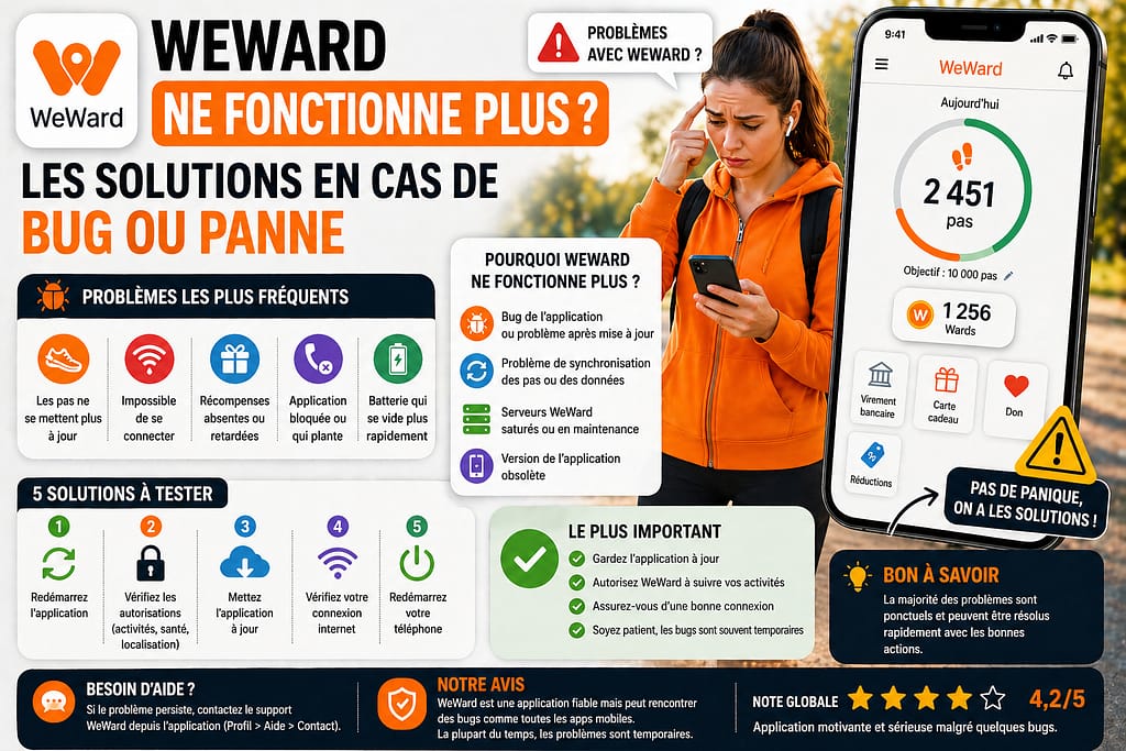 WEWARD ne fonctionne plus : les solutions en cas de bug ou de panne.