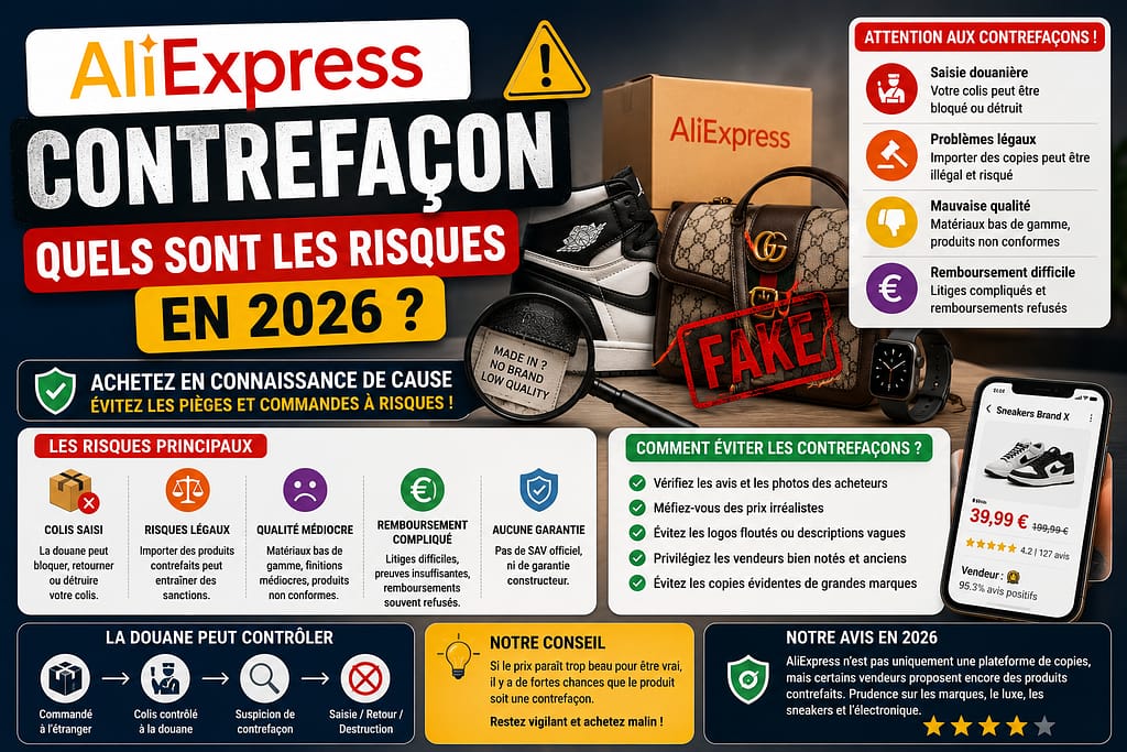 ALIEXPRESS FAUX : la contrefaçons, avec AliexPress quels sont les risques en 2026 ?