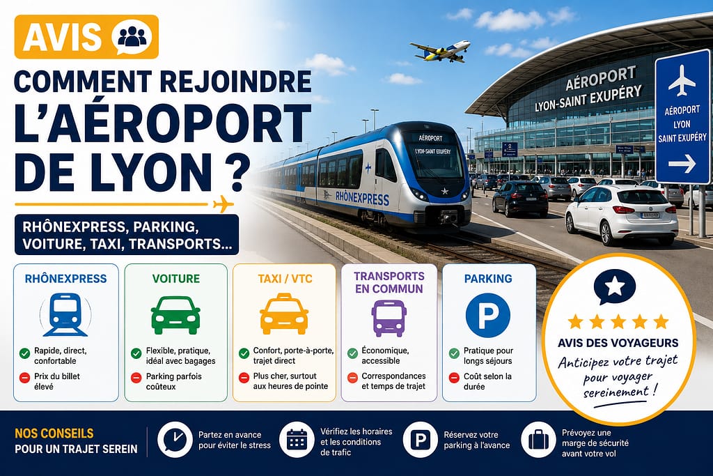 Comment rejoindre l'aéroport de Lyon : rhônexepress, parking, voiture, taxi, transports