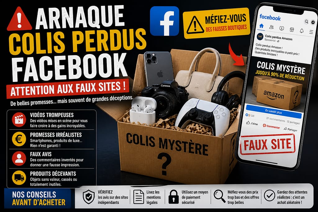 Arnaque colis perdus FACEBOOK : attention aux faux sites