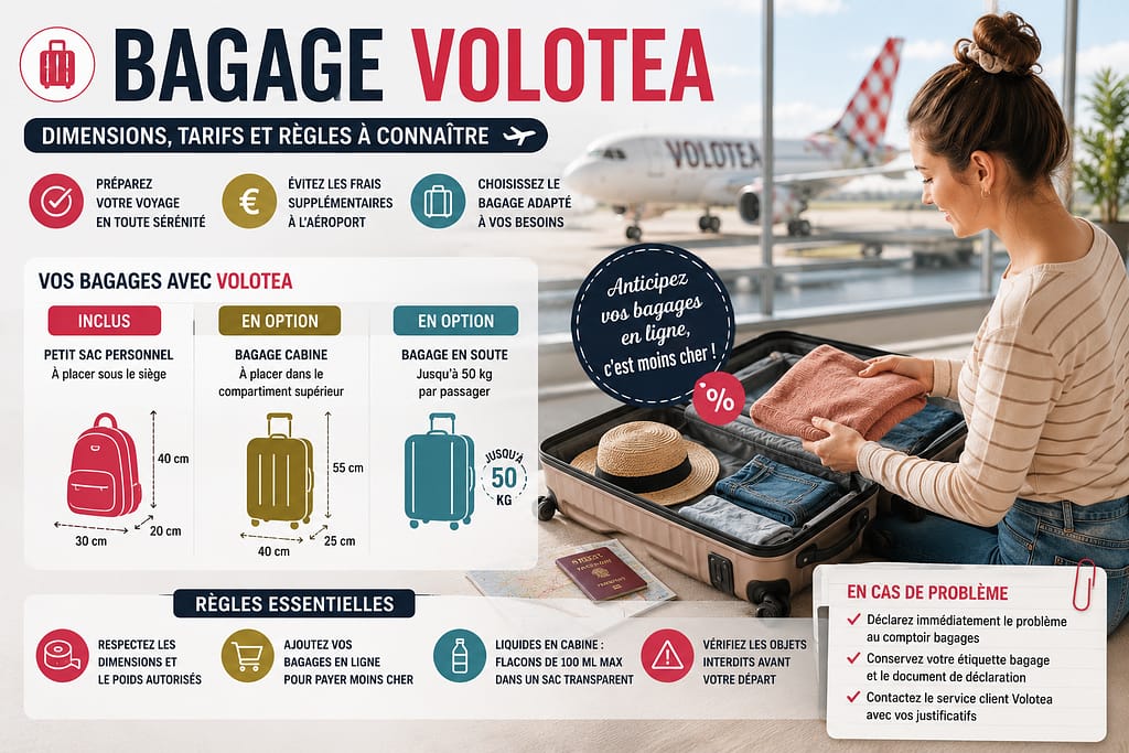 BAGAGE VOLOTEA : dimensions, tarifs et règles à connaitre.