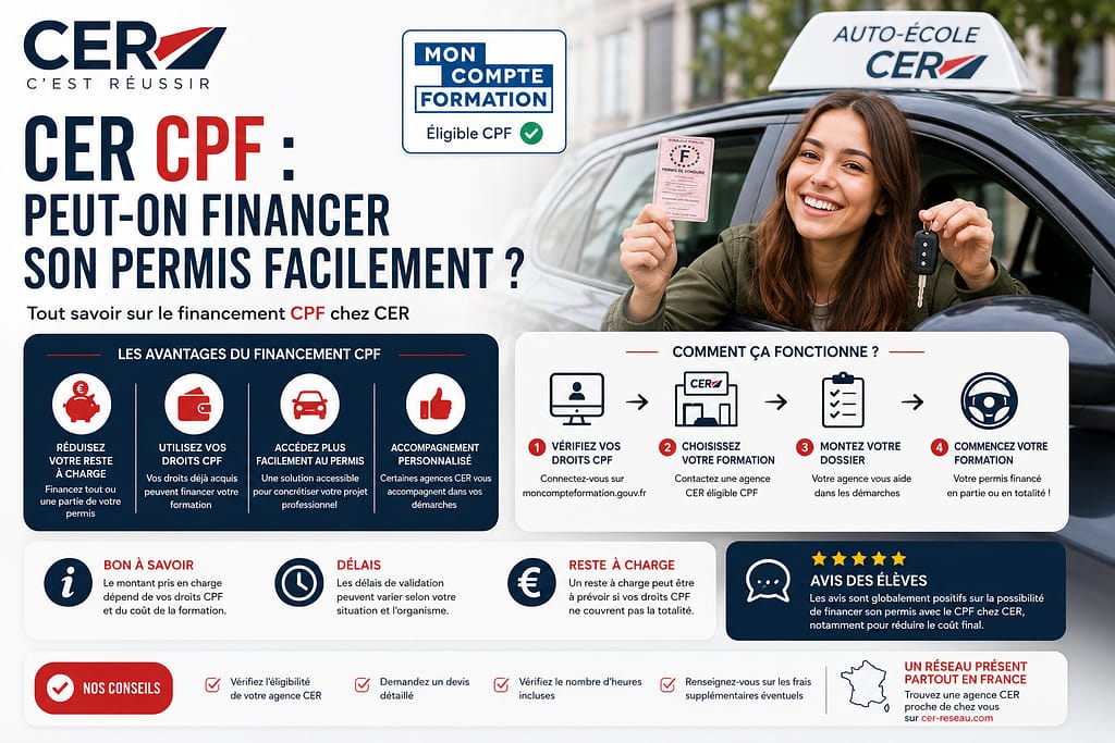 CER CPF : financement permis de conduire CER avec CPF