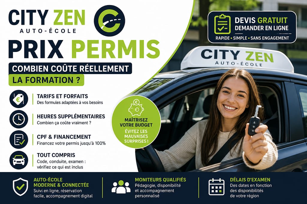 CITY ZEN PRIX PERMIS : combien coûte réellement la formation ?