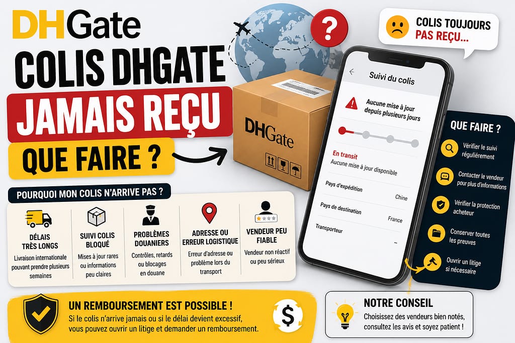 Colis DHGATE jamais reçu : que faire ?