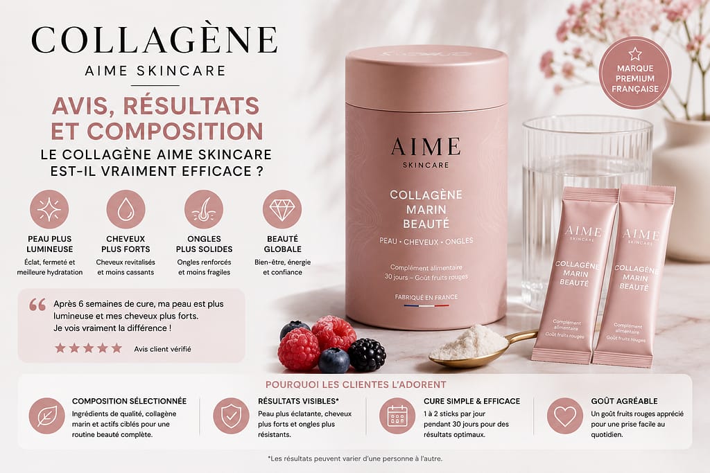 Collagène AIME SKINCARE : avis, résultats, composition et efficacité des compléments beauté premium