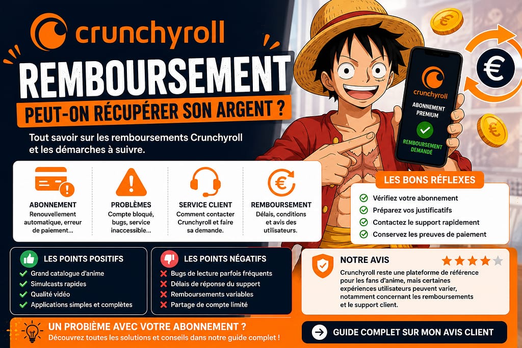CRUNCHYROLL REMBOURSEMENT : peut-on récupérer son argent ?