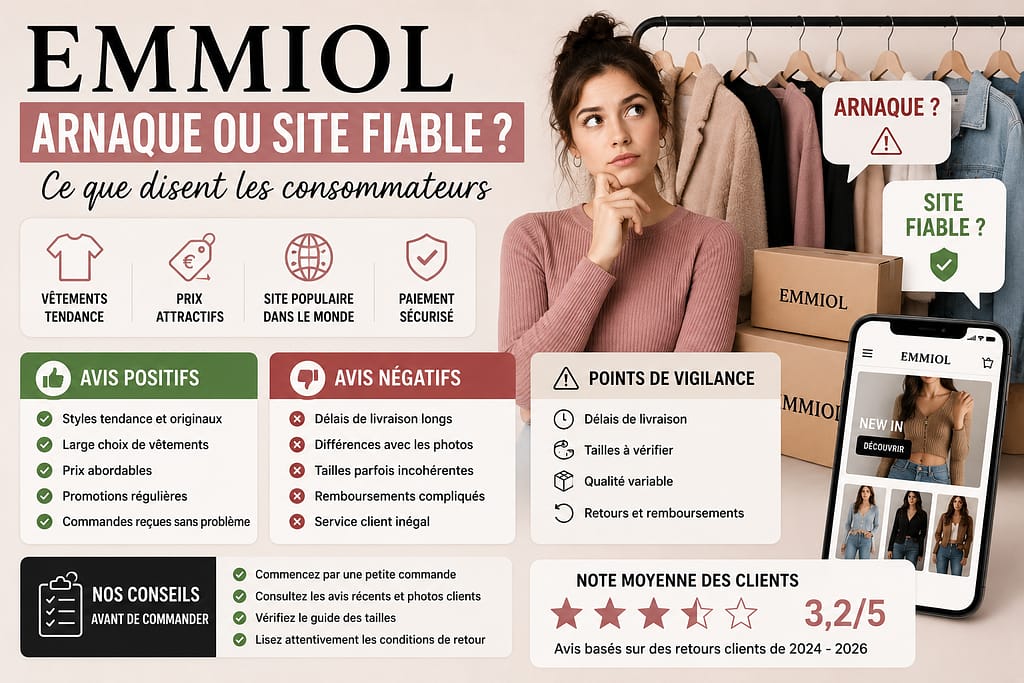 EMMIOL arnaque ou site fiable : avis consommateurs sur la livraison, la qualité des vêtements et les remboursements