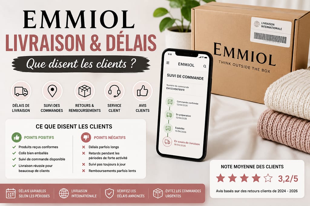EMMIOL livraison et délais : avis clients sur le suivi des commandes, les colis, remboursements et délais de livraison