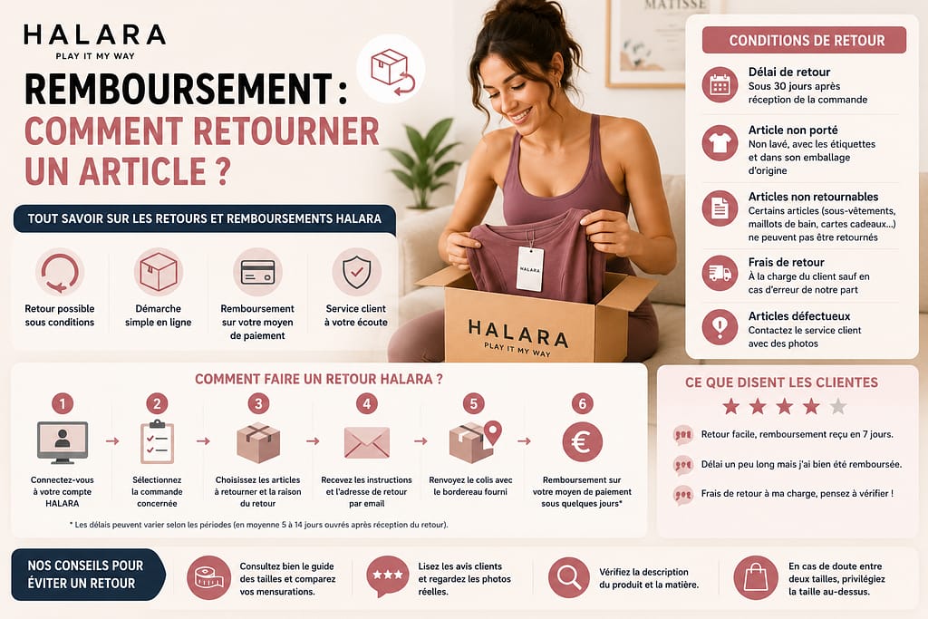 HALARA REMBOURSEMENT : comment retourner un article et obtenir un remboursement rapidement ?