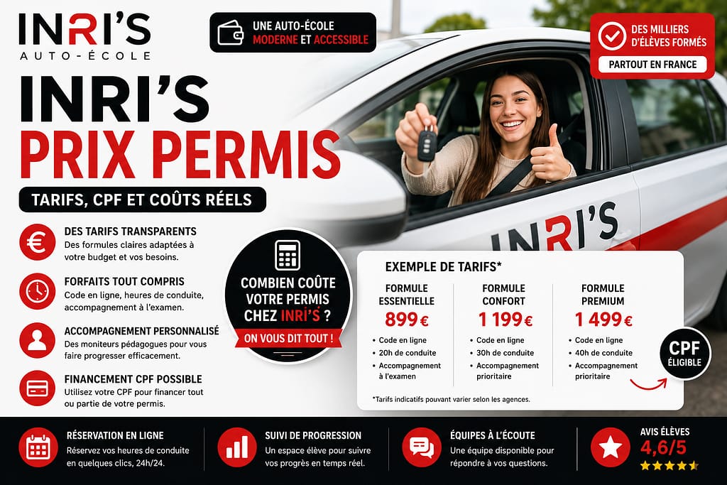 INRI'S prix permis de conduire et formule