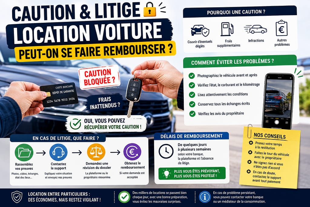 LOCATION VOITURE : caution et litige peut-on se faire rembourser ?