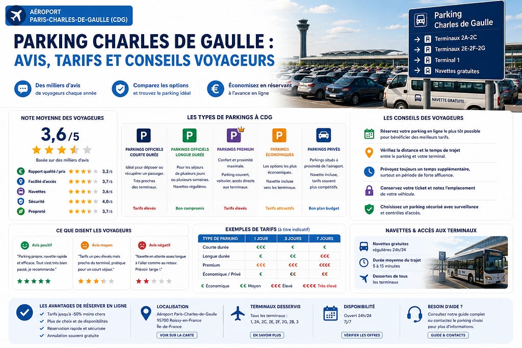 Parking Charles de gaulle Roissy : avis, tarifs et conseils voyageurs.