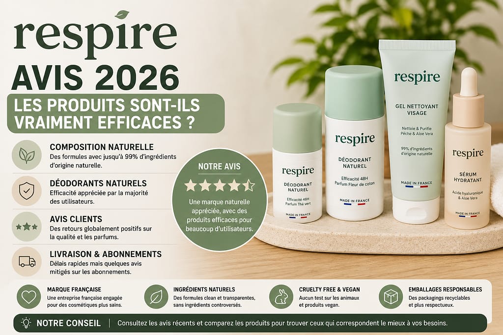 RESPIRE avis 2026 : efficacité des produits naturels, déodorants, skincare et cosmétiques de la marque française