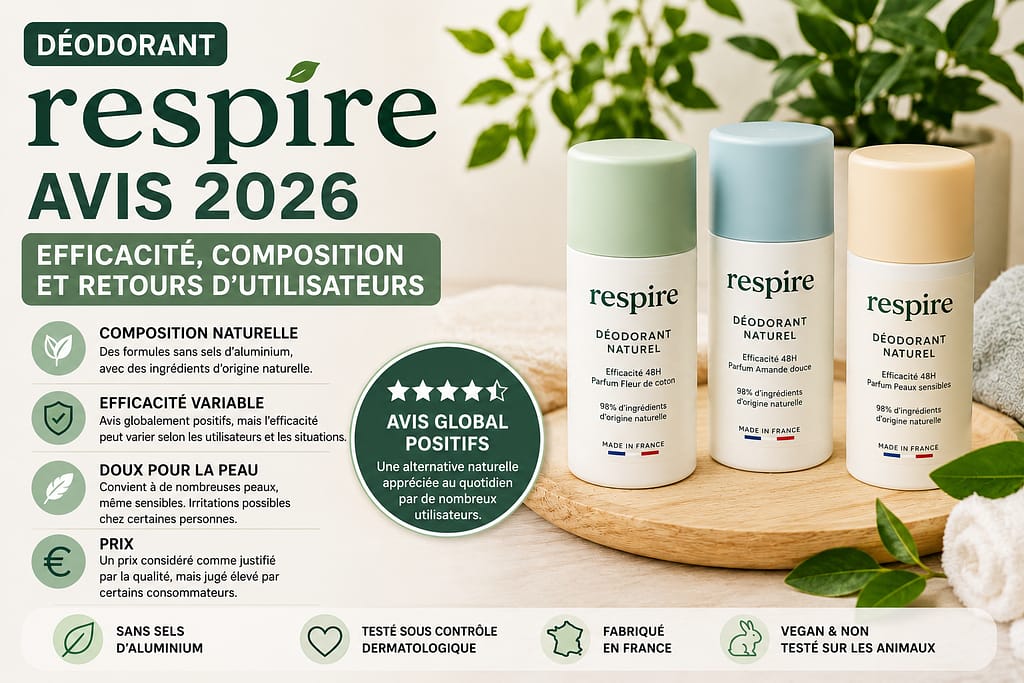 Déodorant RESPIRE avis 2026 : efficacité, composition naturelle, peau sensible et retours des utilisateurs
