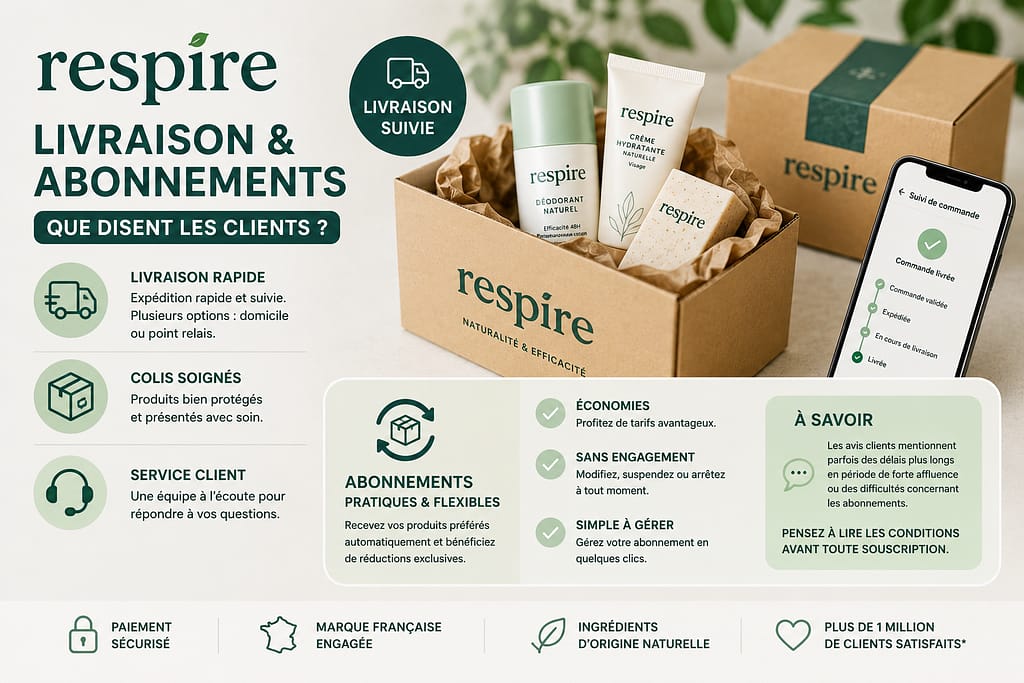 RESPIRE livraison et abonnements : avis clients sur les délais, le suivi des commandes et les abonnements de la marque