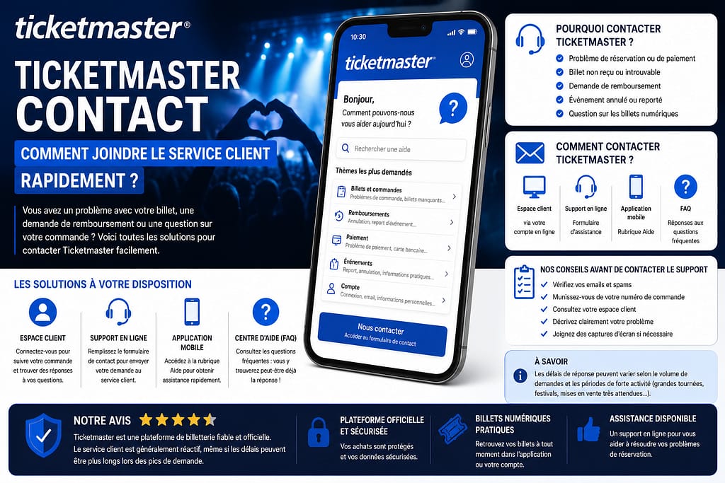TICKETMASTER CONTACT : comment joindre le service client rapidement ?