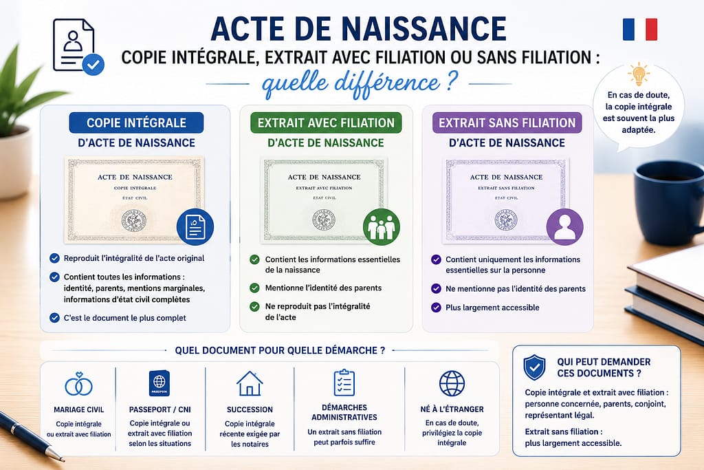 Acte de naissance avec filiation ou sans filiation : quelle différence ?