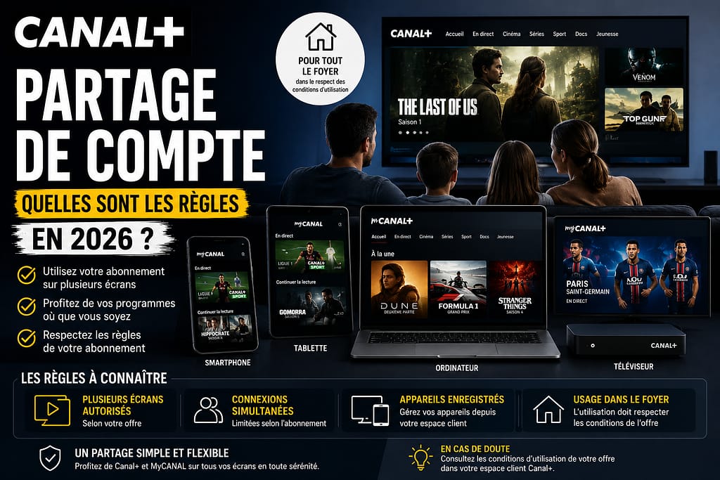 CANAL + PARTAGE DE COMPTE : quelles sont les règles en 2026 ? 