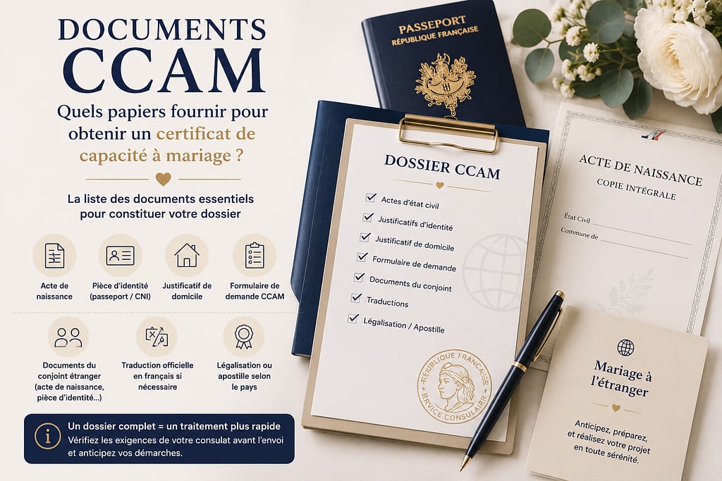 DOCUMENTS CCAM : quels papiers fournir pour obtenir un certificat de capacité au mariage ?