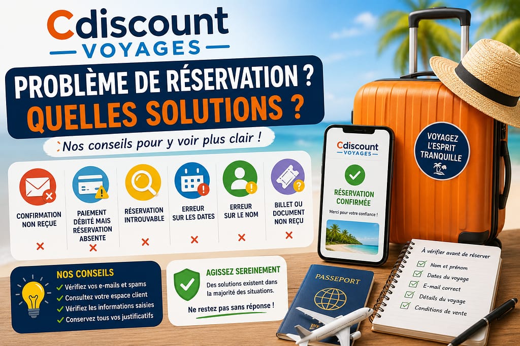 CDISCOUNT VOYAGES problème de réservation, les solutions.