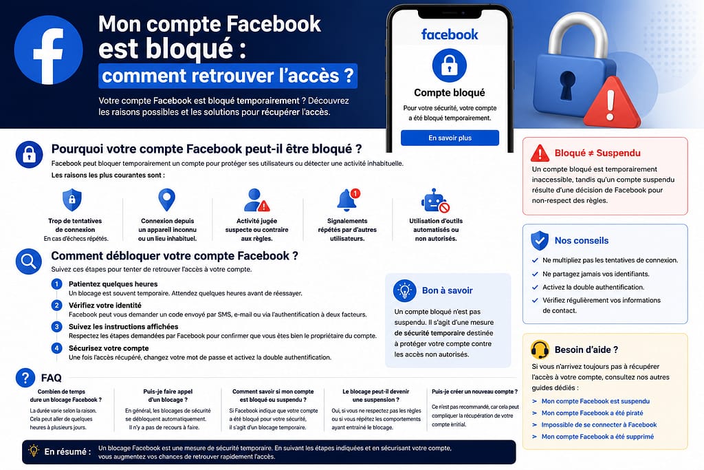 Compte FACEBOOK bloqué : comment retrouver l'accès ?