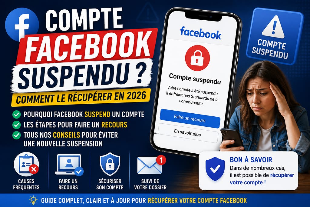 Compte FACEBOOK suspendu ? comment le récupérer.