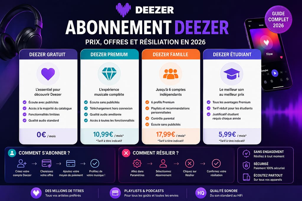 DEEZER ABONNEMENT - RESILIATION : comment résilier ? comment s'abonner ?