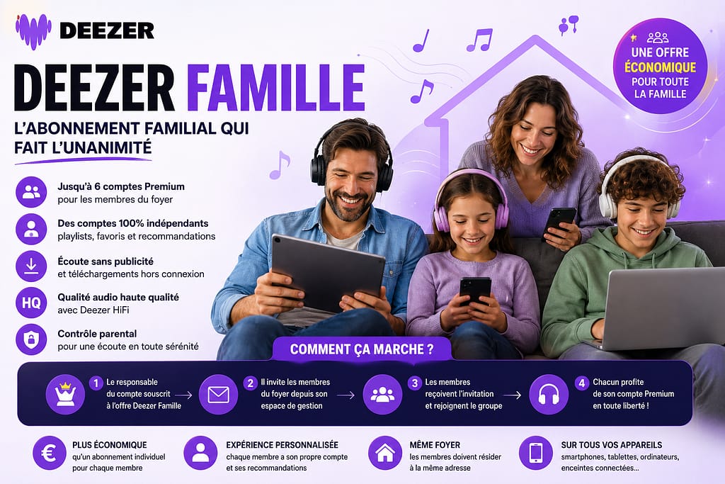 DEEZER FAMILLE : l'abonnement familial qui fait l'unanimité.