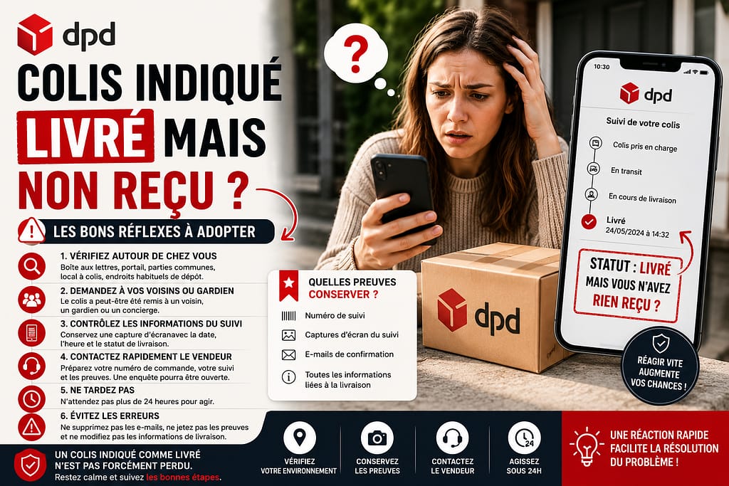DPD colis indiqué livré mais non reçu. Que faire ?