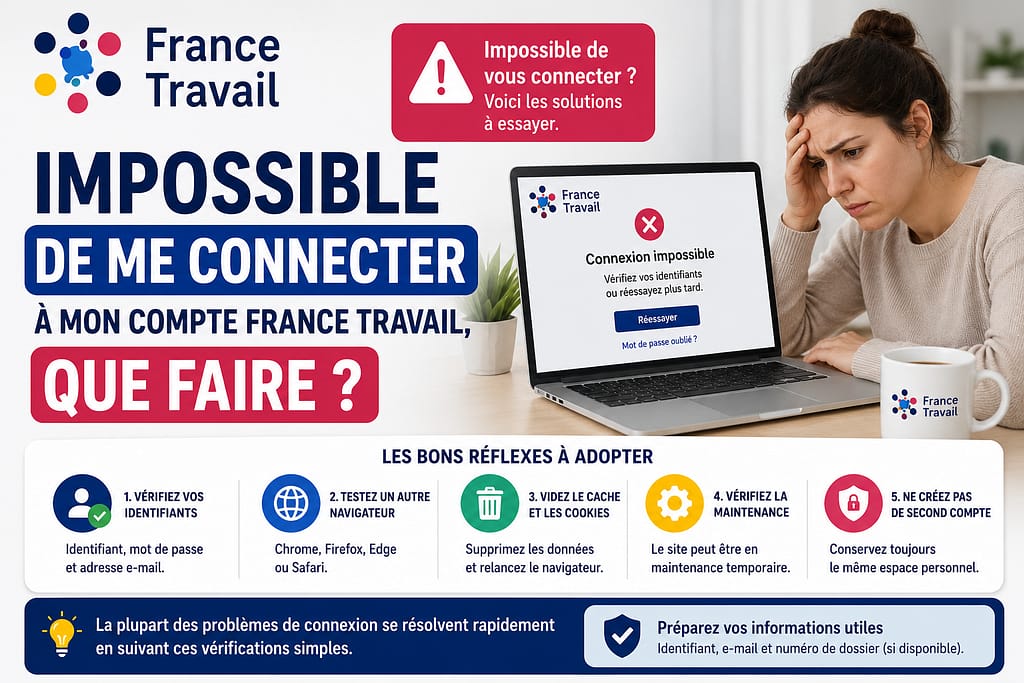 FRANCE TRAVAIL impossible de me connecter : que faire ?