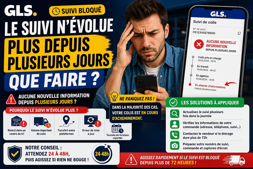 GLS suivi de colis bloqué depuis plusieurs jours. Que faire ?