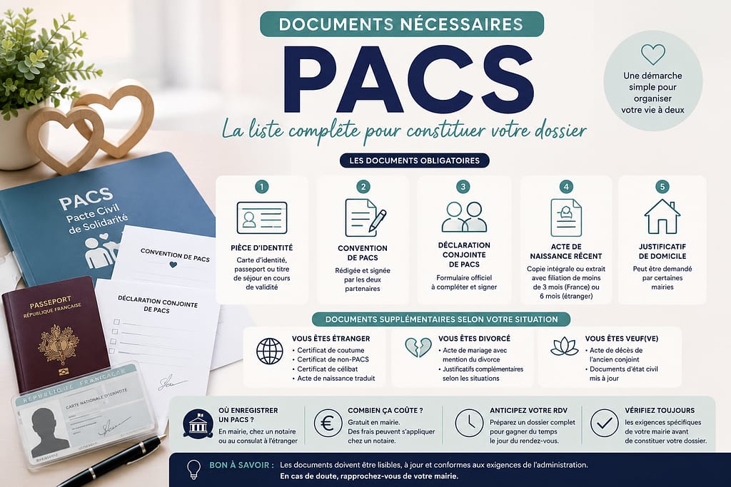 Documents nécessaires pour un PACS : la liste complète pour constituer votre dossier.