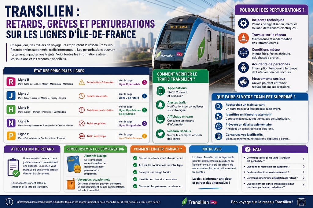TRANSILIEN : retards, grèves et perturbations sur les lignes d'île de France.