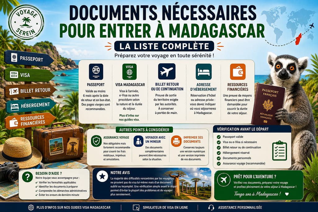 Documents nécessaires pour obtenir Visa Madagascar.