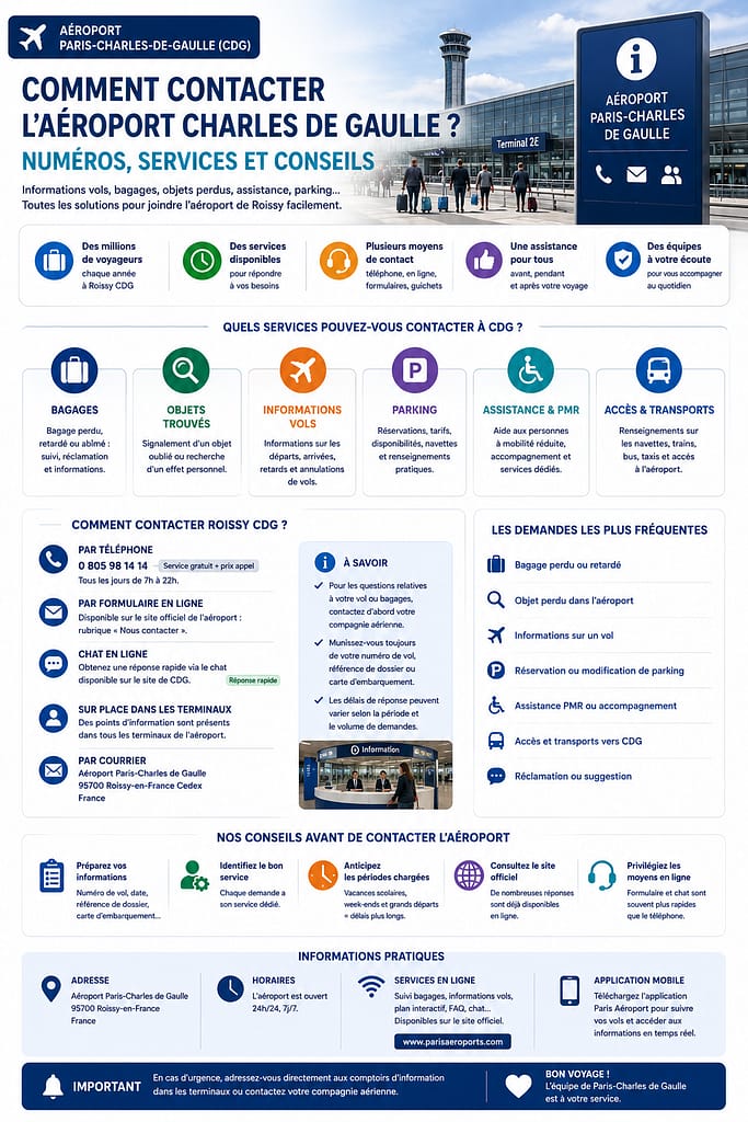Comment contacter aéroport Roissy Charles de gaulle : numéros, services et conseils.