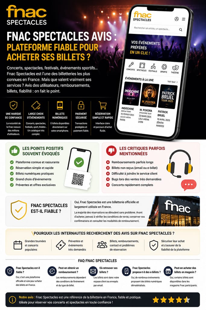 FNAC SPECTACLES AVIS : plateforme fiable pour acheter ses billets ?