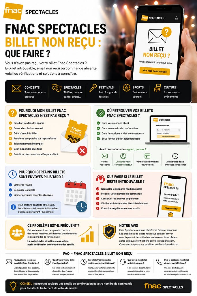 FNAC SPECTACLES billet non reçu : que faire ?