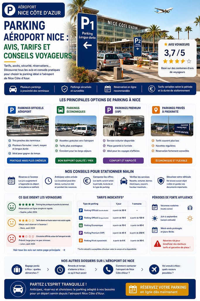 Parking aéroport Nice : avis, tarifs et conseils voyageurs.