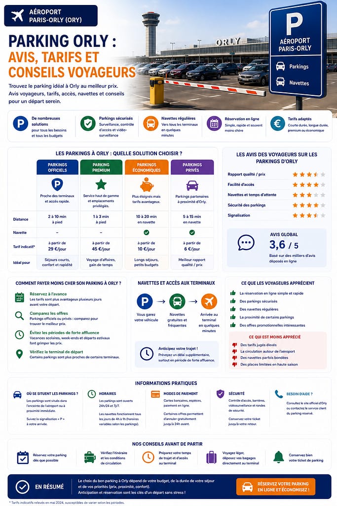 parking ORLY aéroport : avis, tarifs et conseils voyageurs