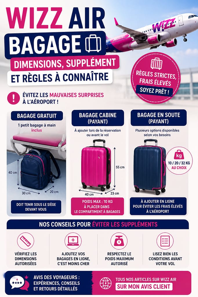 WIZZAIR BAGAGE : dimensions, supplément et règles à connaître