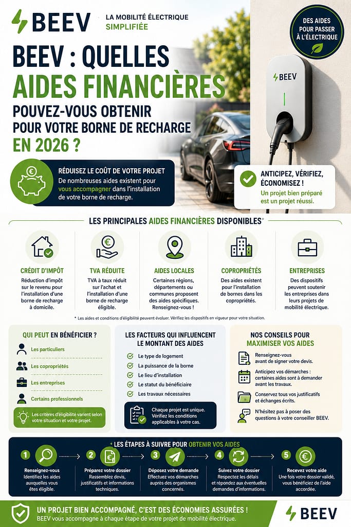 BEEV : quelles aides financières pouvez vous obtenir pour l'installation de votre borne de recharge ?