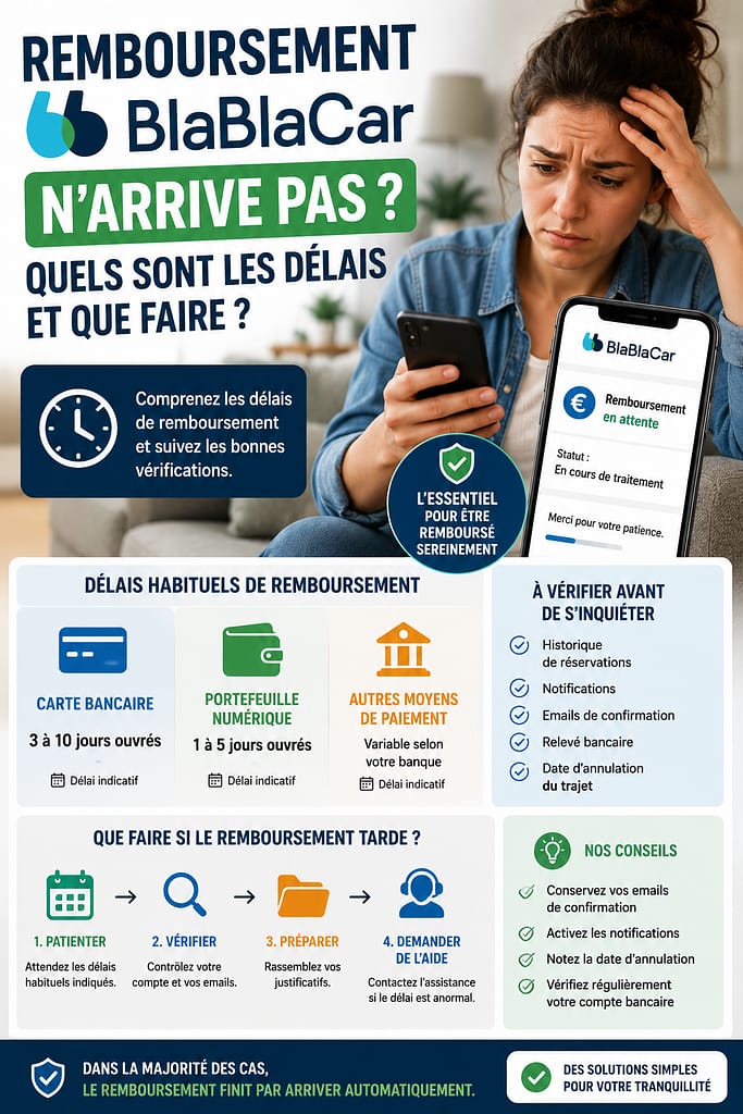 Remboursement BLABLACAR qui  n'arrive pas, quels sont les délais ?