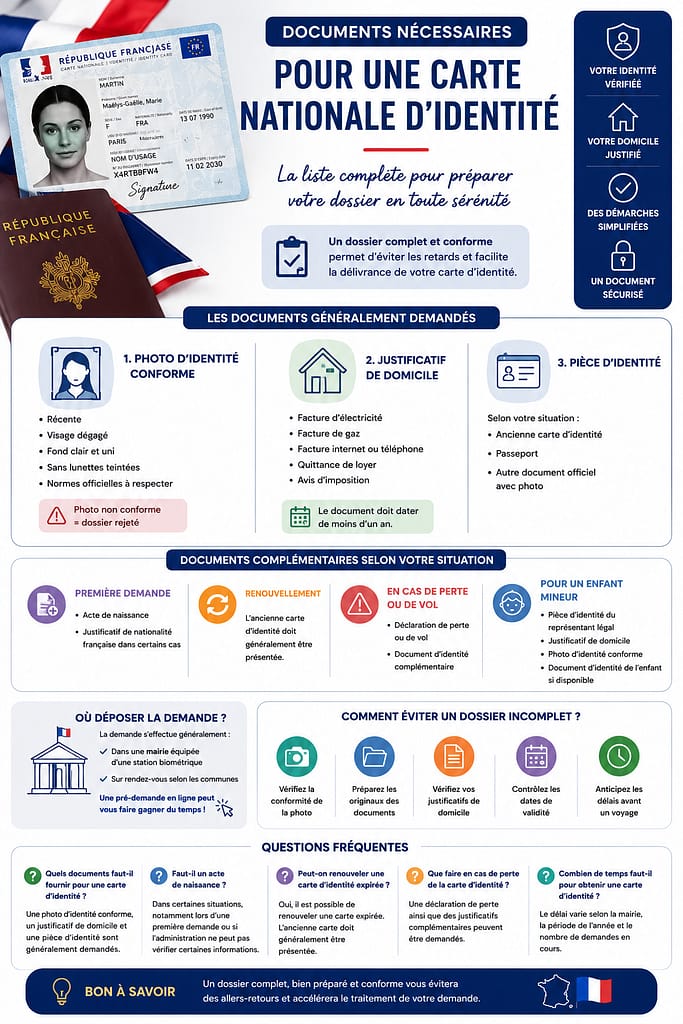 Documents nécessaires pour une carte Nationale d'identité : la liste complète pour préparer votre dossier en toute sérénité.