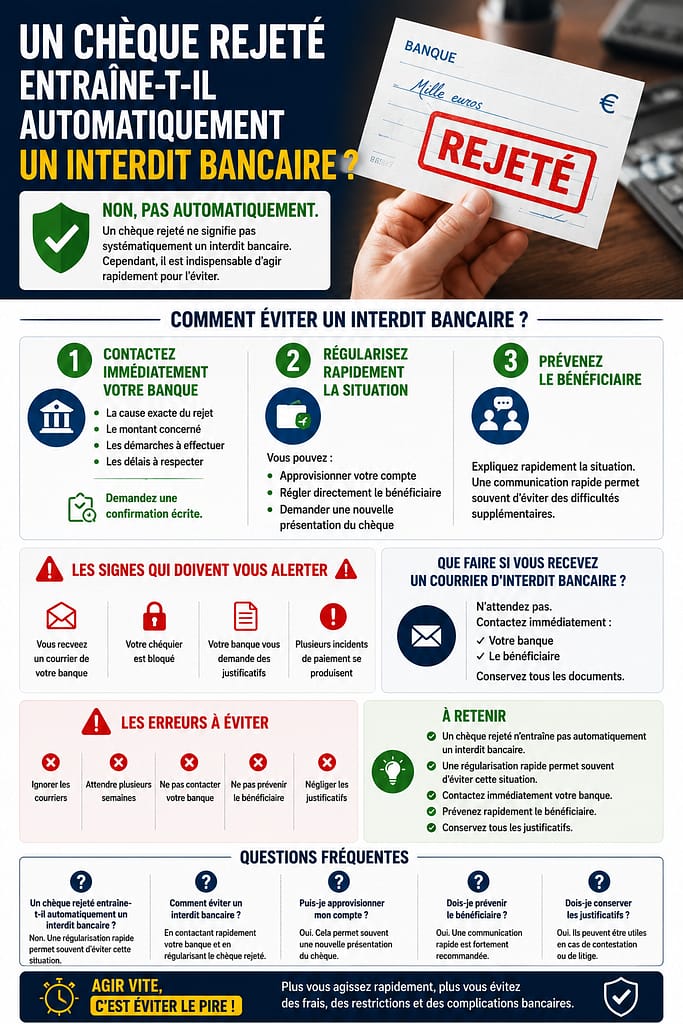 Un chèque rejeté entraîne t'il automatiquement un interdit bancaire ?
