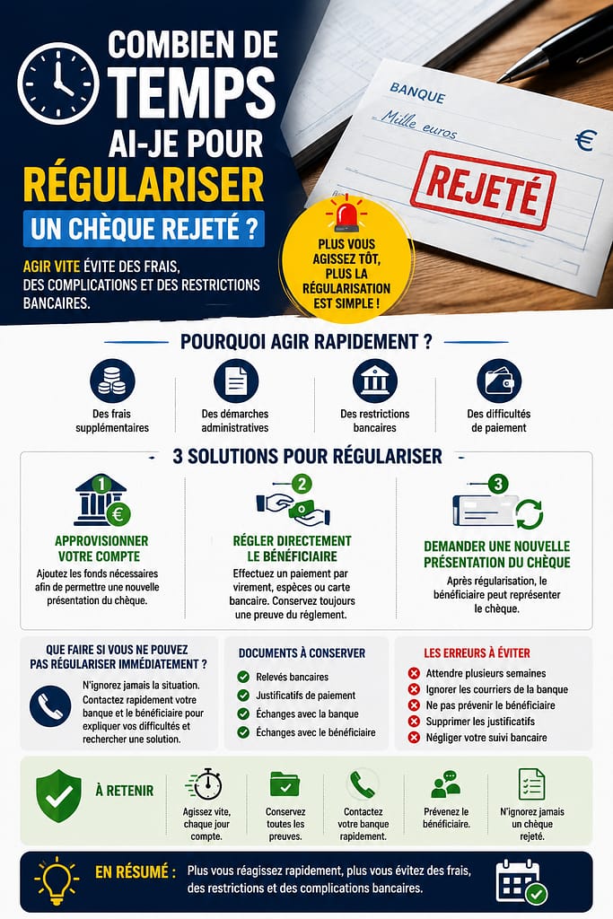 Combien de temps pour régulariser un chèque rejeté ? 