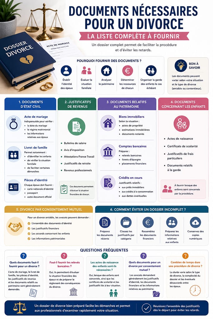 Documents nécessaires pour un divorce : la liste complète à fournir pour faciliter la procédure.