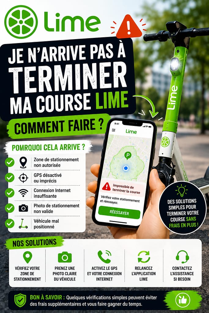 LIME je n'arrive pas à terminer ma course que faire ?