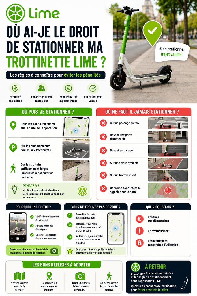 ou stationner ma trottinette LIME ?